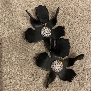 Lele Sadoughi Paper Lily Black Clip on Earrings